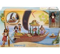 cavernedesjouets Coffret pour vaiana 2 : Pirogue Flottante 40 cm+ poupée vaiana + 10 Accessoires - poupée Mannequin - Set Princesse Jouet Fille + Carte