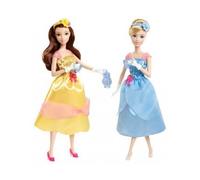 cavernedesjouets Coffret Princesse Belle et Cendrillon + Accessoires - Set 2 poupées mannequins 30 cm - poupée Princesse - Set Jouet Fille et Carte