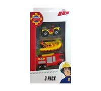 cavernedesjouets Coffret Sam Le Pompier 3 véhicules en métal : Quad Mercure - Bateau Neptune - Camion Jupiter - Set Voiture Miniature + 1 Carte Tigre