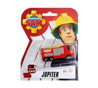 cavernedesjouets Coffret Sam Le Pompier véhicule en métal Jupiter : Camion de Pompier Rouge 7.5 cm - Set Voiture Miniature + 1 Carte Tigre