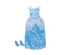cavernedesjouets Coffret Tenue Cendrillon - Robe de Bal Bleue avec Chaussure - poupée Princesse et Mini-Poupee - Habit - Vetement - et Carte