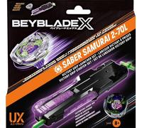 cavernedesjouets Coffret toupie - pour Beyblade x Pack Saber Samurai 2-70l - Set toupie + Lanceur Lanceur Victory à Prise - Type Attaque et Carte
