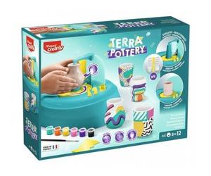 cavernedesjouets Coffret tour de potier electrique enfant - avec 1 kg argile, accessoires, peinture - studio atelier poterie - set kit creatif et carte