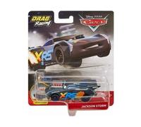 cavernedesjouets Coffret Voiture Cars Drag Racing Jackson Storm avec Piston - Set véhicule Miniature Noir et 1 Carte Tigre