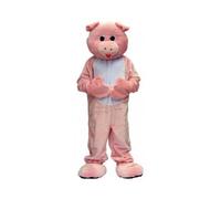 cavernedesjouets Deguisement cochon rose adulte, homme et femme - mascotte luxe, taille unique - set big costume geant integral et carte animal