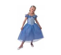 cavernedesjouets Déguisement enfant : cendrillon taille 7-8 ans - costume princesse fille - robe bleu - set panoplie avec 1 carte - anniversaire