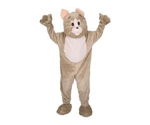 cavernedesjouets Deguisement mascotte adulte chat gris, luxe - combinaison, maxi tete animal, chaussons - taille unique - set costume + carte