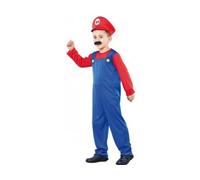 cavernedesjouets Deguisement plombier mario 7-9 ans (combinaison + casquette) - set costume enfant avec 1 carte animal - garcon