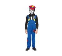 cavernedesjouets Deguisement pour mario squelette - le plombier - enfant taulle 4-6 ans (salopette, haut, cagoule, casquette) - carnaval - costume halloween