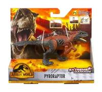 cavernedesjouets Dinosaure pyroraptor - pour Jurassic World - Dino extrême Damage 19 cm - Set Animaux préhistorique Brun + 1 Carte Offerte - nouveauté