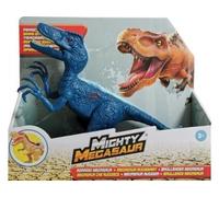 cavernedesjouets Dinosaure Velociraptor avec blessure 20 cm Long - Dino articule avec Son et lumière - Mighty megasaur - Figurine et 1 Carte Animal