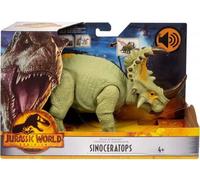 cavernedesjouets Dinosaure Vert : Triceratops 33 cm - articulé et sonore - pour World - Set Dino Attaque avec Carte Offerte - Animal préhistorique
