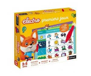 cavernedesjouets Electro Premiers Jeux, apprentissages 3-5 Ans - Quiz, Questions reponses - avec Stylo sonore et Lumineux - Set educatif electronique et Carte