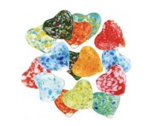 cavernedesjouets Filet 15 Galets Coeurs, Multicolore - Pierres, Billes en Verre - Serie Collector - Decoration, Jeu, Loisirs creatifs - Set Jouet + Carte