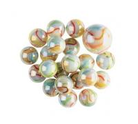 cavernedesjouets Filet 20 Billes 16mm et 1 calot 25 mm, Licorne - Blanches Rayures colorees - Jeu de recre, Plein air - Set Jouet Enfant avec Carte Animal