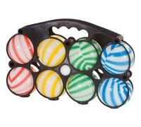 cavernedesjouets Jeu 8 Boules de Petanque Plastique Colore, Multicolore 70 mm avec Panier - Loisir Plein air, Jardin - Set Jouet Enfant avec 1 Carte Offerte