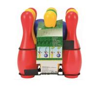 cavernedesjouets Jeu 9 quilles Plastique 27 cm + 2 Boules - Bowling Enfant - lestable avec Sable ou Eau - Coloris aleatoire - Plein air- Set extérieur avec Carte Animal