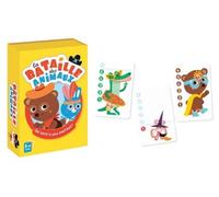 cavernedesjouets Jeu Bataille des Animaux rigolos, des 3 Ans - Jeu de Cartes revisite Enfant - Chiffres et Observation - Set educatif + Carte Tigre