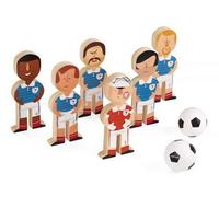 cavernedesjouets Jeu de 6 quilles Champions en Bois 13 cm + 2 Boules 45 mm thème Foot - Set Jeu de Plein air Enfant/Adultes avec Carte Tigre