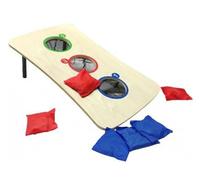 cavernedesjouets Jeu de Lancer de Sacs, Poches - Planche Bois 50x30cm, 3 Trous Cible, 6 Sacs - Cornhole - Plein air, Exterieur - Set Jeu Enfant et Carte