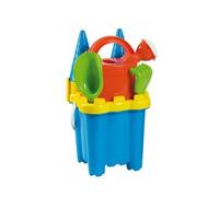 cavernedesjouets Jeu de Plage : 1 Seau Chateau Fort Garni : 7 pièces - colorie aléatoire - Set Jouet Enfant pour Le Sable avec Carte Tigre