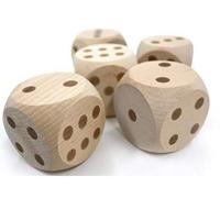 cavernedesjouets Jeu de yahtzee geant en Bois : 5 des (5.5 x 5.5 x 5.5 cm) - Set Jeu de Societe XXL + 1 Carte Animaux