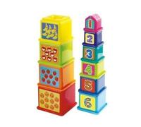 cavernedesjouets Jeu educatif Enfant: Coffret de 10 Cubes gigogne a empiler ou a emboiter - Set Jouet d eveil et Carte Tigre - 1 ER Age