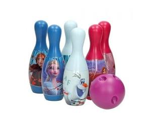 cavernedesjouets Jeu quilles Elsa Reine des neiges II : 6 quilles 18 cm et Mini Boule - Plastique - Bowling Enfant Fille - Set Jouet + 1 Carte