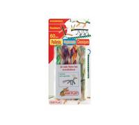 cavernedesjouets Kit 60 fils scoubidous couleurs et notice fr - brins elastique pailletes, phosphorescents, classiques - set loisir creatif enfant et carte