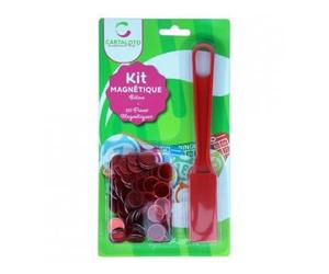 cavernedesjouets Kit Accessoires Loto - Baton magnetique ramasse jetons + 100 pions de marquage, Rouge - Set Jeu Soiree Bingo, quine et Carte
