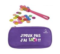 cavernedesjouets Kit Accessoires Loto Bingo 3 en 1 - Trousse Mauve + Baton ramasse jetons magnetique Rose + 100 pions aimantes - Set Materiel Jeu + Carte