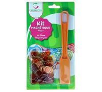 cavernedesjouets Kit Baton magnetique Loto Orange et 100 pions aimantes - Baguette ramasse jetons - Jeu Bingo - Set Accessoires 2 en 1 et Carte Tigre
