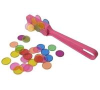 cavernedesjouets Kit Baton magnetique Loto Rose et 100 pions Multicolore aimantes - ramasse jetons - Jeu Bingo - Set Accessoires 2 en 1 et Carte Tigre