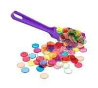 cavernedesjouets Kit Bingo Loto magnétique 2 en 1 - bâton ramasse jetons Violet + 100 pions Multicolores - Set Jeu Accessoires aimantes + Une Carte