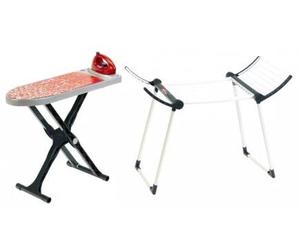 cavernedesjouets Kit buanderie Enfant 3 Pieces : sechoir a Linge, Planche et Fer a Repasser - Menage, Repassage - Set Jouet Imitation et Carte