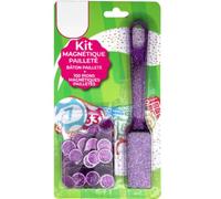 cavernedesjouets Kit Complet Bingo 2 en 1 - Baton magnetique Violet pailletés + 100 pions de marquage - Jeu de Loto - Set Accessoire, Materiel + Carte Tigre