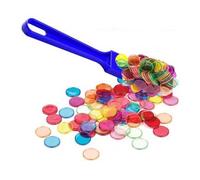 cavernedesjouets Kit Loto Baton ramasse jetons magnetique Bleu et 100 pions Transparents aimantes - Accessoires Bingo 2 en 1 - Set Jeu et Une Carte