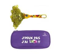 cavernedesjouets Kit Loto Complet 3 en 1 : 100 pions magnétiques + Baton ramasse jetons Jaune + Trousse Rangement Violet - Set Accessoires Jeu Bingo et 1 Carte