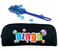 cavernedesjouets Kit Loto Complet 3 en 1 : 100 pions magnetiques + Baton ramasse jetons + Trousse Rangement Noire - Set Accessoires Jeu Bingo et 1 Carte