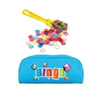 cavernedesjouets Kit Loto Complet 3 en 1 : 100 pions magnétiques + bâton ramasse jetons + Trousse Rangement Bleu - Set Accessoires Jeu Bingo + Carte Tigre