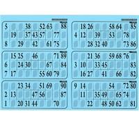 Loto Bingo - 6 Grilles De Loto Sur Une Plaque En Carton Epaisseur 1 Mm , Bleu - Materiel, Accessoire Joueur - Kit Planche Et Carte Tigre