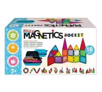 cavernedesjouets Mallette 18 Pieces magnetiques - Blocs Construction, tuiles, Panneaux - Figures 3D - Jouet stem - Set Jeu educatif aimante et Carte