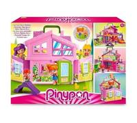 cavernedesjouets Mallette Valise Maison transportable Rose pour pinypon - avec 2 Figurines et Plus de 40 Accessoires - Set Jouet Mini Poupee et Carte