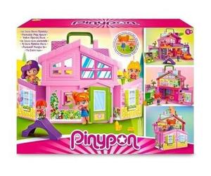 cavernedesjouets Mallette Valise Maison transportable Rose pour pinypon - avec 2 Figurines et Plus de 40 Accessoires - Set Jouet Mini Poupee et Carte