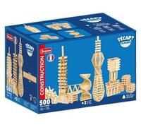 cavernedesjouets Maxi Baril 500 planchettes Bois Enfant + livret modeles - Jeu Construction, tecap Classic - des 3 Ans - Set Jouet architecte et Carte