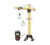 cavernedesjouets Mega Grue filoguidée 120 cm - Rotation 350 degré - cochet de la Grue se déplace - Engin de Chantier géant - Set Grande Grue télécommande + Carte