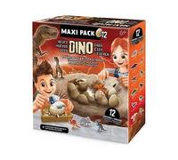 cavernedesjouets Mega pack 12 oeufs dinosaures a deterrer - kit excavation, fouille dino egg - figurines - set jeu archéologie enfant + carte animal