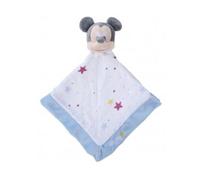 cavernedesjouets Mickey la Souris : Grand Doudou Plat Lange Blanc et Leu 40 x 40 cm - Peluche Enfant et Bebe avec Carte Tigre - Naissance