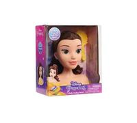 cavernedesjouets Mini Tete a coiffer Princesse Belle 14 cm avec Brosse a Cheveux, Jaune - Petit modele - Beaute et Coiffure - Set Jouet Enfant et Carte