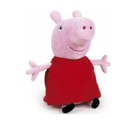 cavernedesjouets Peluche geante XXL pour Peppa Le Cochon en Robe Rouge 76 cm - Grande Peluche Cochon - Set Doudou Enfant et 1 Carte Animal